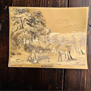Vintage Gold Foiled Printed HARVEST by Currier & Ives